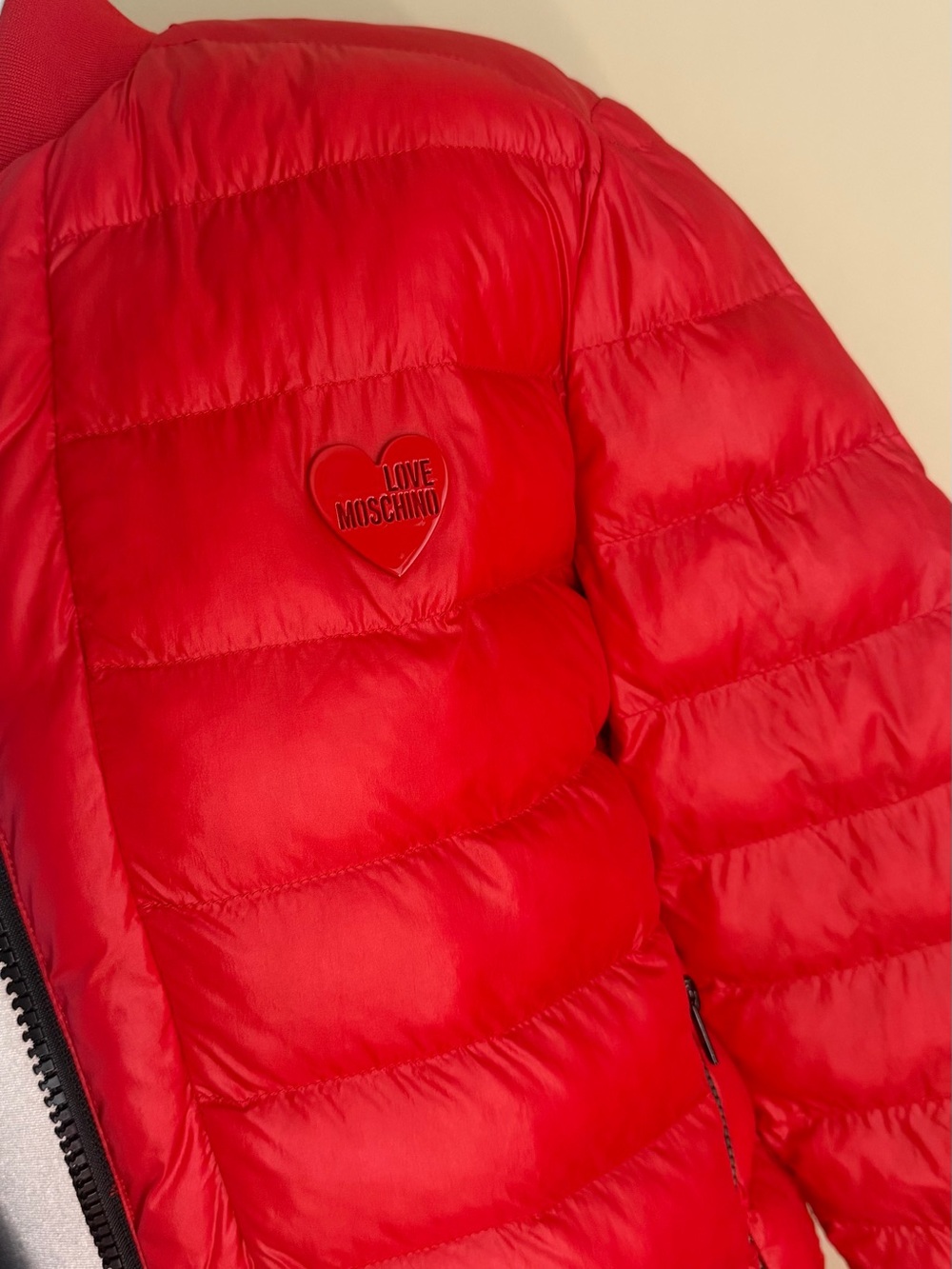 Moschino Black Bomber (black&red2 in1) Jacket with Red and White Script - Picture 3 of 5
